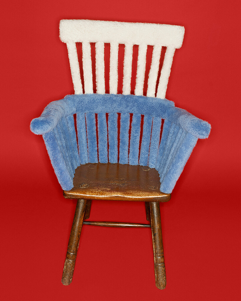 playful textures, colors + materials engulf LOEWE quirky chairs