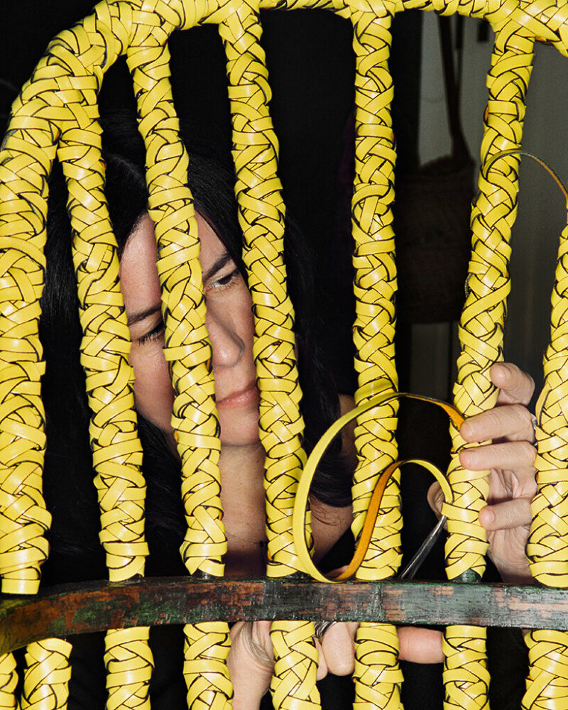 unexpected textures, colors, and materials weave into LOEWE's quirky chair collection