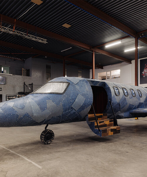 G-star RAW and maarten baas refashion denim waste into playful cabinets and a private jet