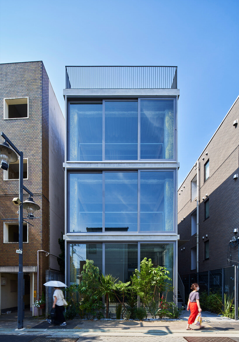 O_building by Yohei Kawashima Architects wraps in half-mirrors and nature-infused pathway to open up tokyo urbanscape