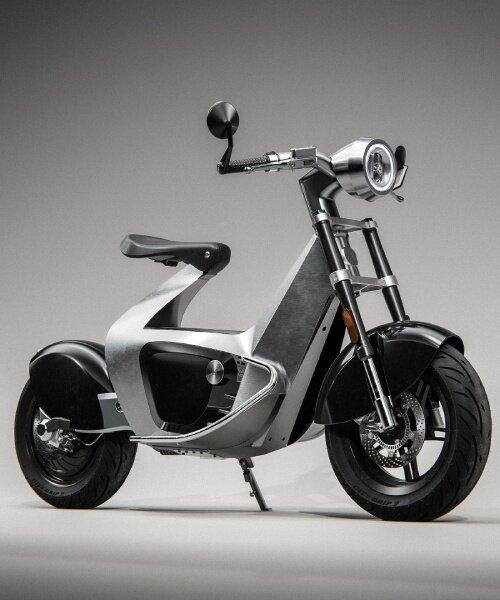 origami-inspired STILRIDE bends sheets of steel to form swan-like electric motorcycle