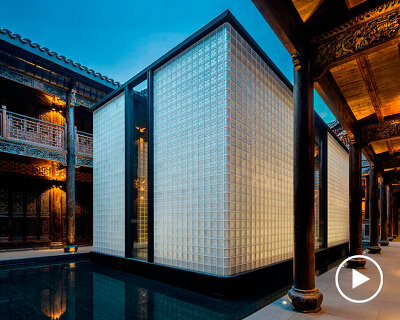 glass brick box ornaments the patio of an ancestral hall in china