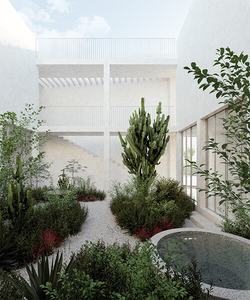 private gardens permeate this austere 'X house' oasis in mexico