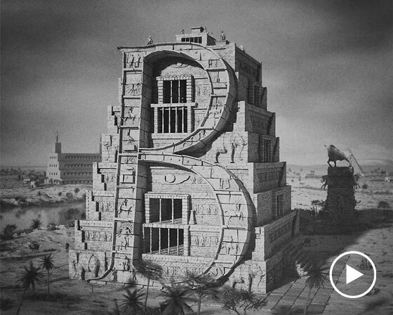'babel' film captures babylon's creation and destruction in the style of antonio basoli's prints