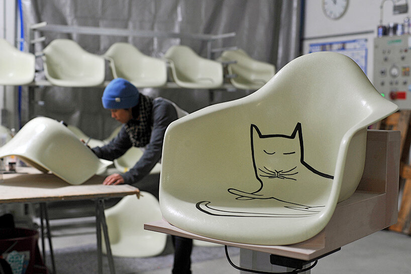 VITRA releases limited edition of eames' iconic fiberglass armchair with steinberg cat