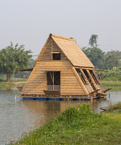 H&P architects prototypes floating bamboo houses for river-bound locals in vietnam