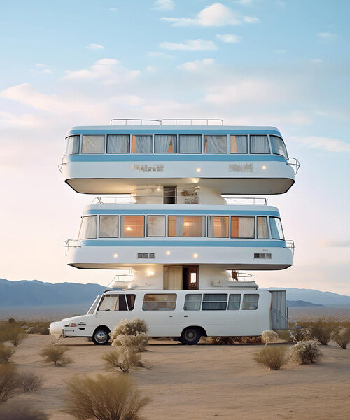 contemporary nomadic living made easier with surreal multi-decker caravans