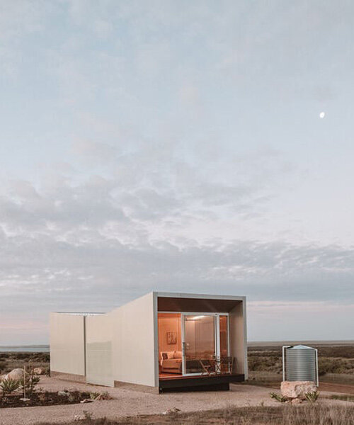 off-grid holiday pod fuses eco-conscious features with modern luxury in australia's west bay