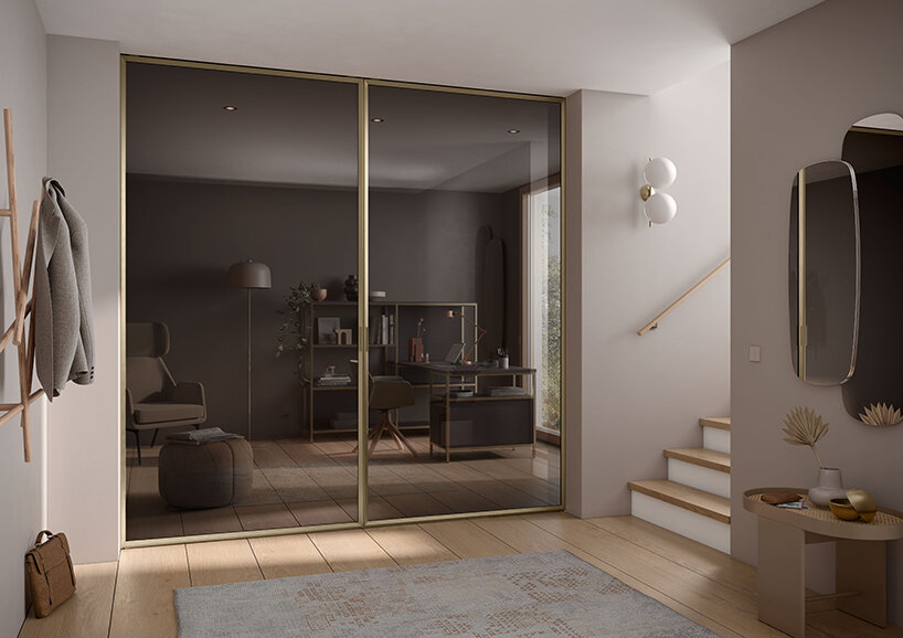 pragmatic design enhances interior with gemstone-inspired raumplus facet room dividers