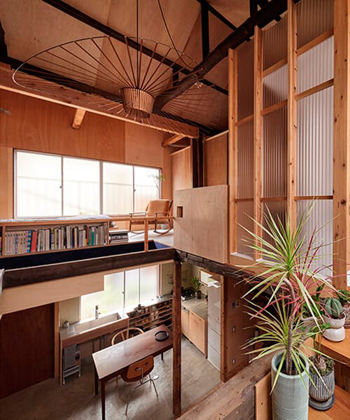 renovation project in tokyo arranges wooden house's interior layout in spiral sequence