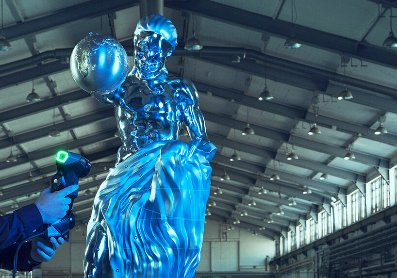 real-life impossible statue revives michelangelo and rodin's signature styles with AI