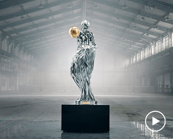 real-life statue revives michelangelo and rodin's signature styles with the use of AI