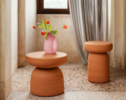 italian artisans hand sculpt tototò coffee table from tuscan terracotta