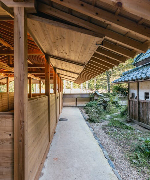 locally sourced wood and traditional japanese joinery shape 2m26's horse stable in kyoto