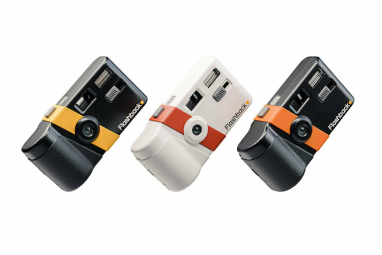 flashback a classic film camera with digital technology designed to