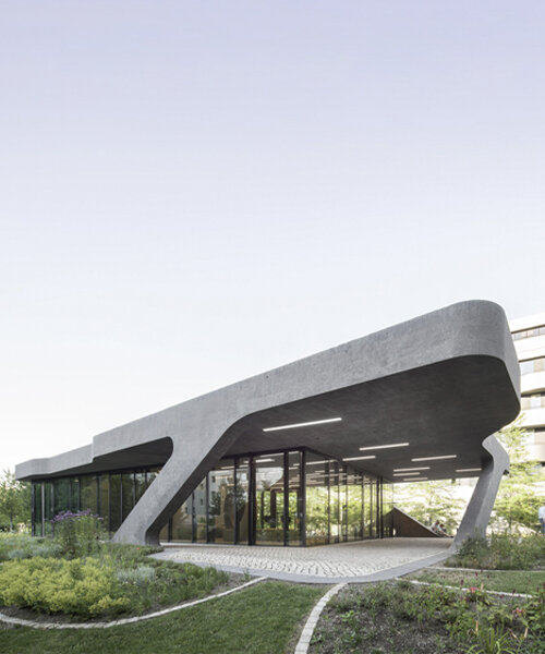 j. mayer h. expands FOM university's düsseldorf campus with amorphous concrete pavilion