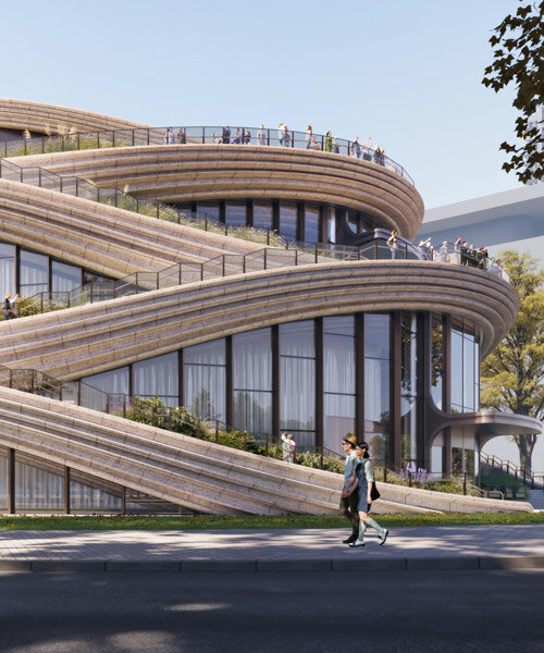 heatherwick will wrap shanghai exhibition center in 'futuristic' chinese moon bridges