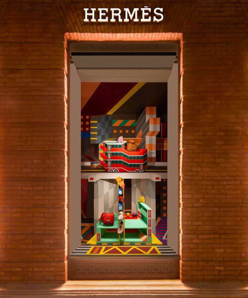 burst of color engulfs Hermès shanghai with li han's exhibition & window art of urban objects