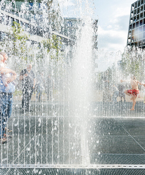 jeppe hein's water rooms appear in the form of a liquid pavilion at basel's public freilager platz