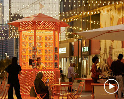 MEAN* wraps dubai's 3D-printed Hermès pop-up in iconic orange tessellation