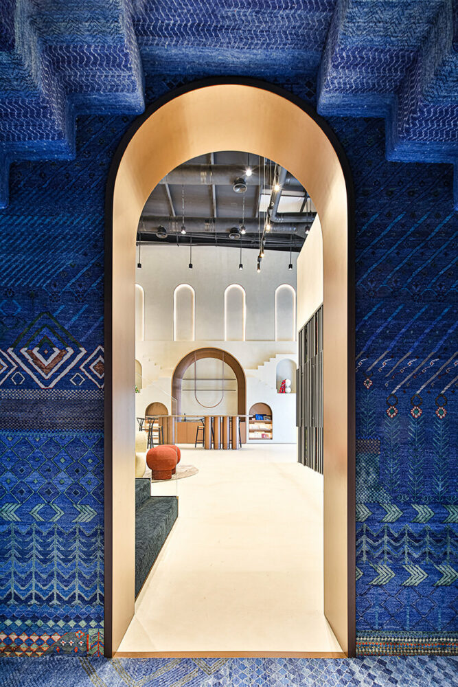 roar designs recurring stairs for jaipur rugs showroom in dubai