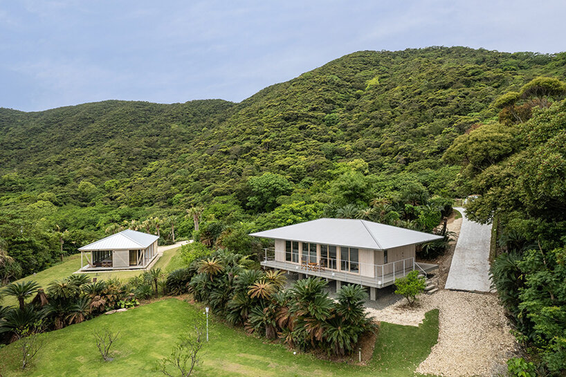on a secluded japanese hill, ryosuke ono nestles a stilted rental villa with a panoramic porch
