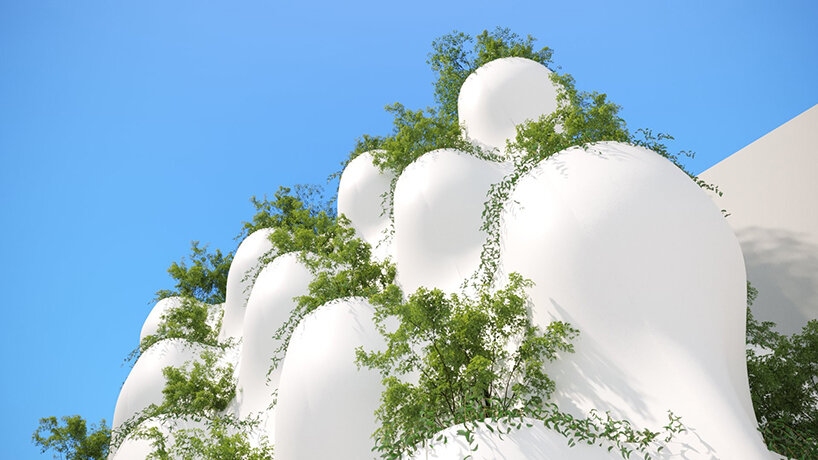 SAVA envisions beauty spa facade in vietnam as stacks of sculptural tree planters
