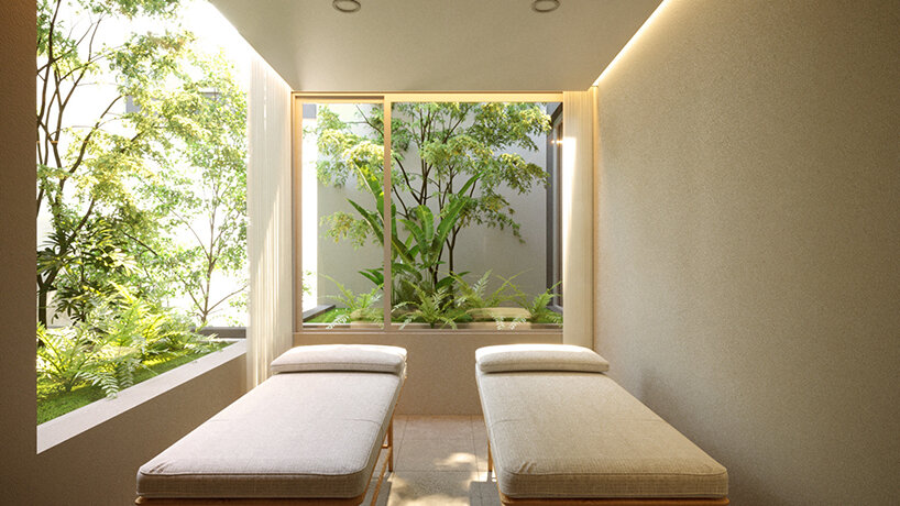 SAVA envisions beauty spa facade in vietnam as stacks of sculptural tree planters