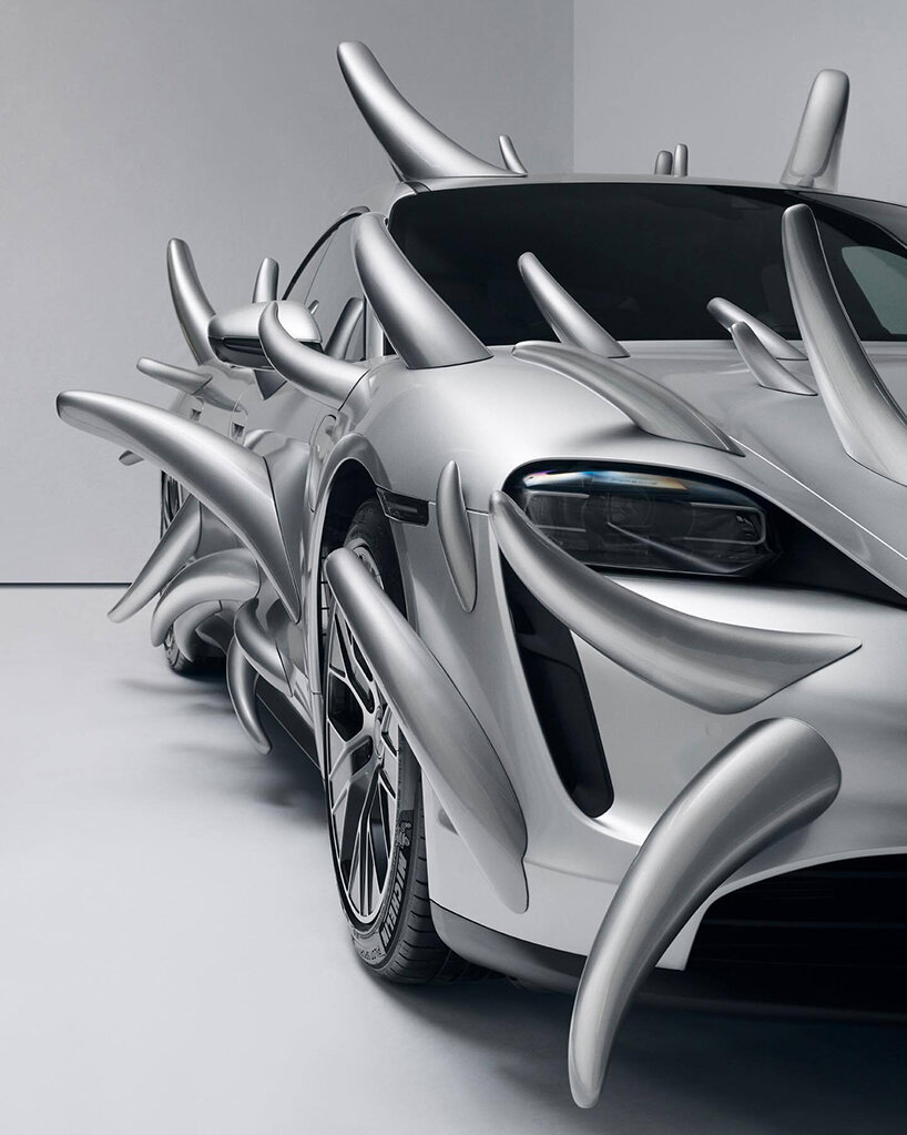 porsche taycan grows thorns in spiky makeover by fabian bergmark näsman