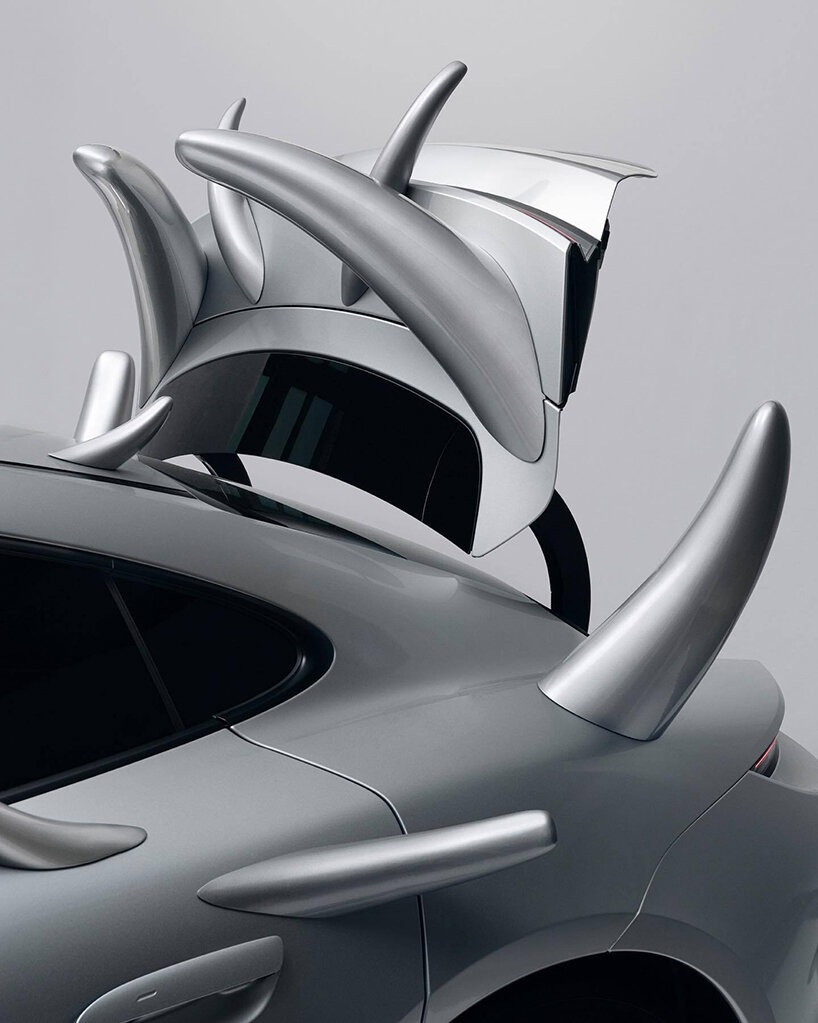 porsche taycan grows thorns in spiky makeover by fabian bergmark näsman