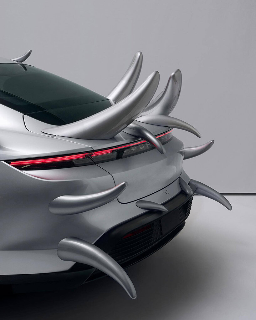porsche taycan grows thorns in spiky makeover by fabian bergmark näsman