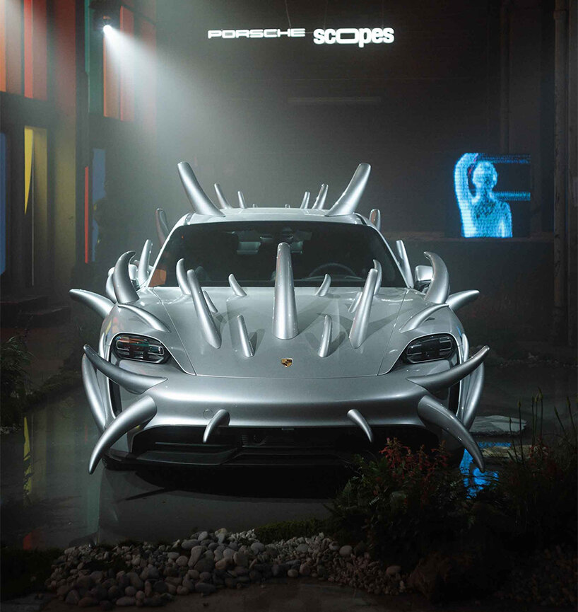 porsche taycan grows thorns in spiky makeover by fabian bergmark näsman