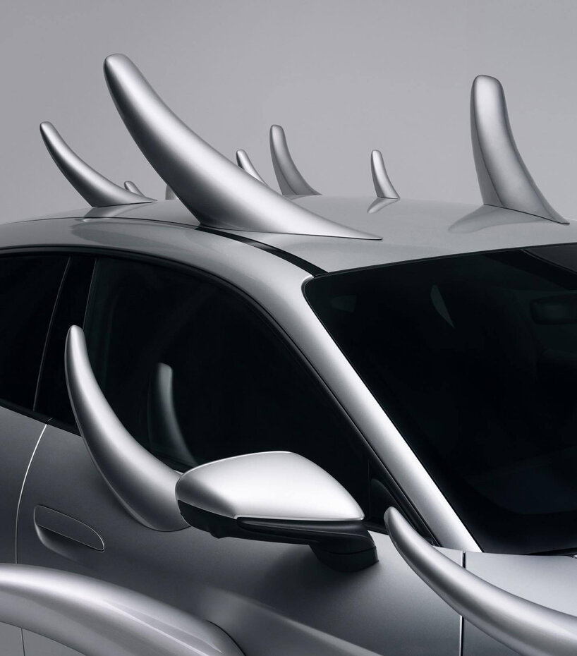porsche taycan grows thorns in spiky makeover by fabian bergmark näsman