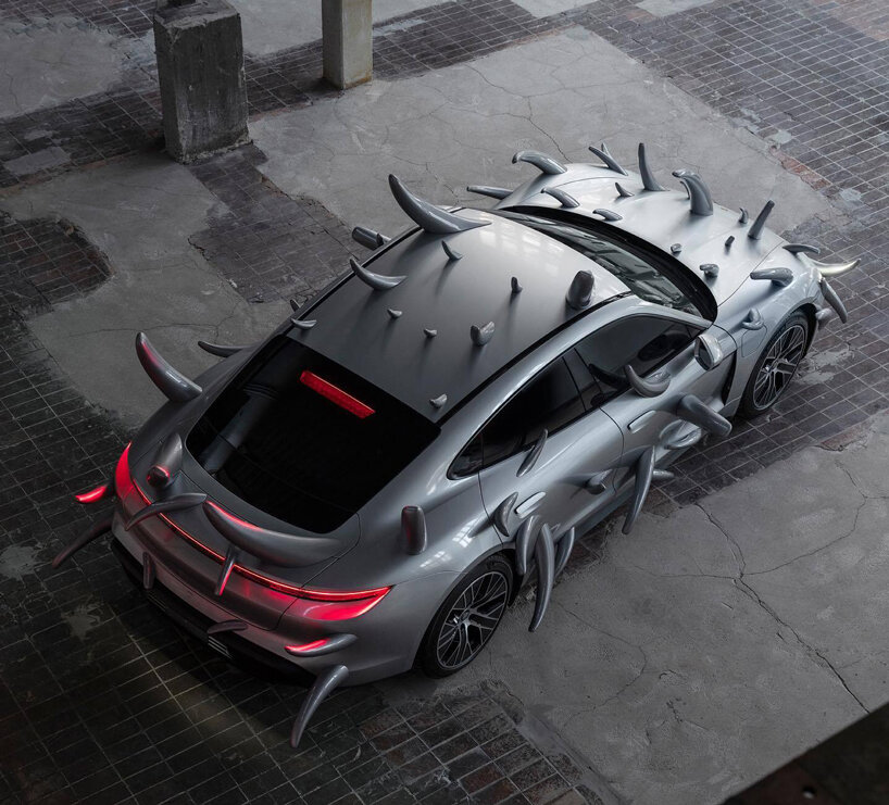 porsche taycan grows thorns in spiky makeover by fabian bergmark näsman