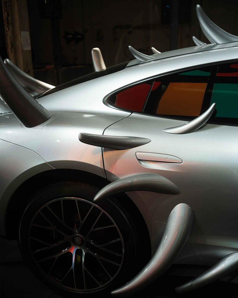porsche taycan grows thorns in spiky makeover by fabian bergmark näsman