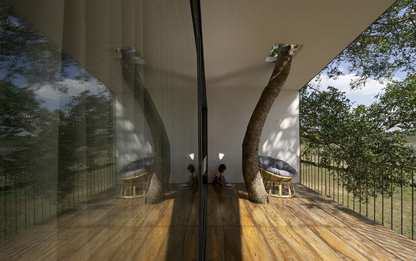 trees grow through this lakeside dwelling in vietnam by H2 architects