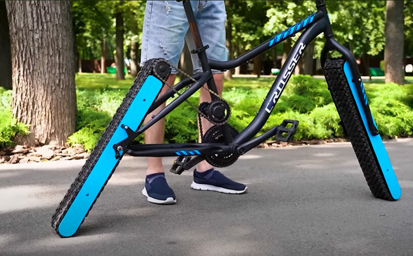 Imitando la mecánica de un tanque, un ingeniero construye una bicicleta personalizada 'sin ruedas' 