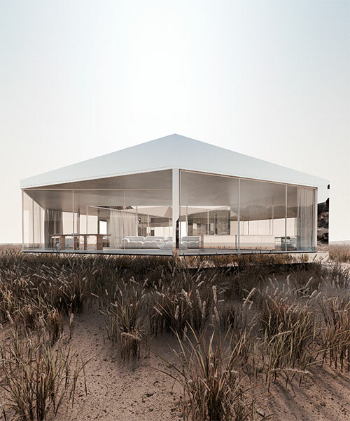 andrés reisinger's crystal residence shines like a radiant monolith in the desert