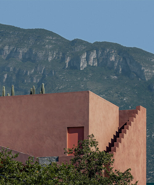all-red casa ederlezi in mexico pairs bold volumetry with mediterranean tones
