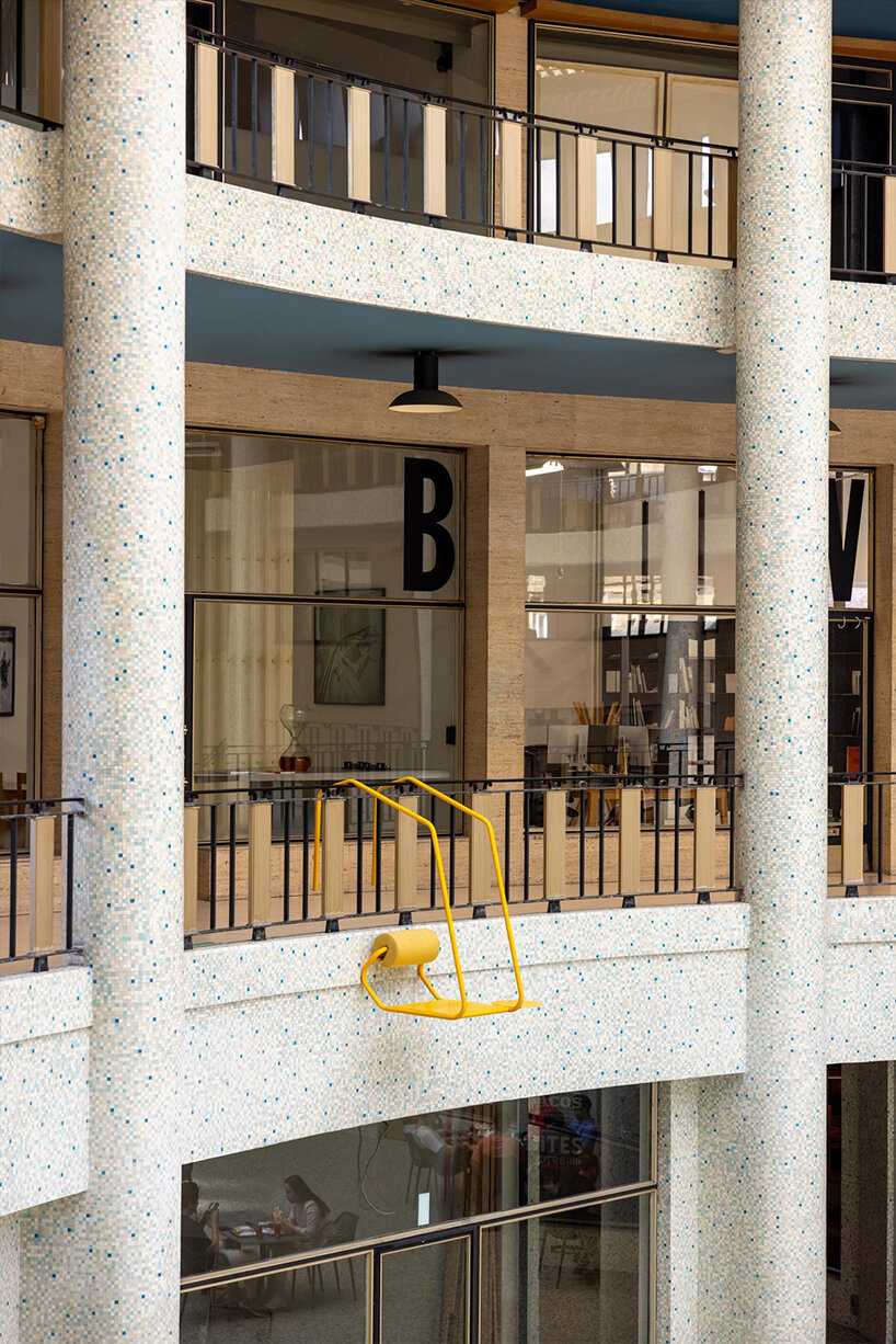 daphné keraudren's metal hung seats challenge the norms of architecture in public buildings