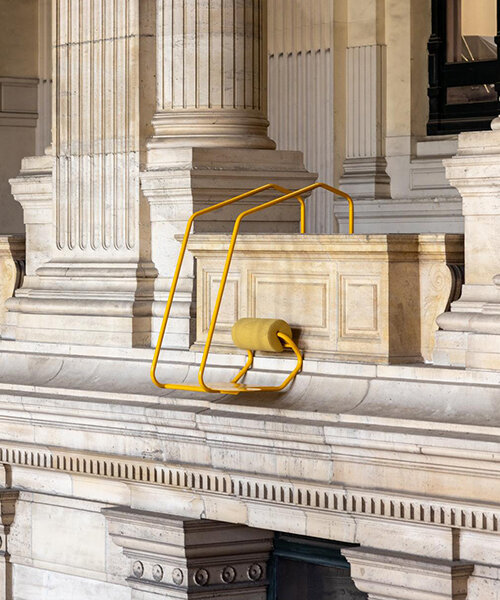 daphné keraudren's metal hung seats challenge the norms of architecture in public buildings