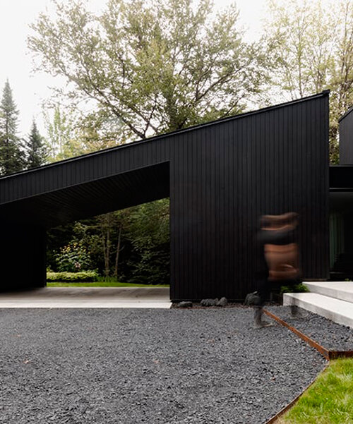 monochromatic house's geometric forms frame natural plateau in canada