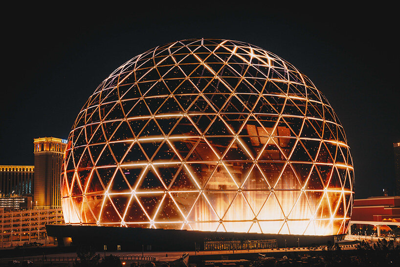gigantic LED sphere illuminates las vegas skyline for the first time