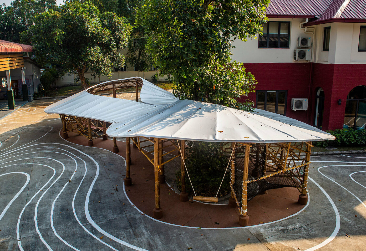 blue temple develops interlocking bamboo construction in myanmar