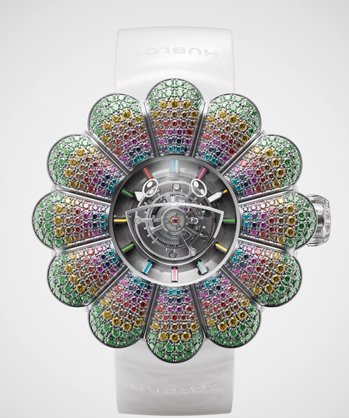 takashi murakami & hublot present MP-15 watch with central tourbillon along jeweled petals