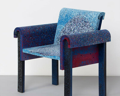 sang hoon kim's memory foam furniture looks like painted meteorite pieces