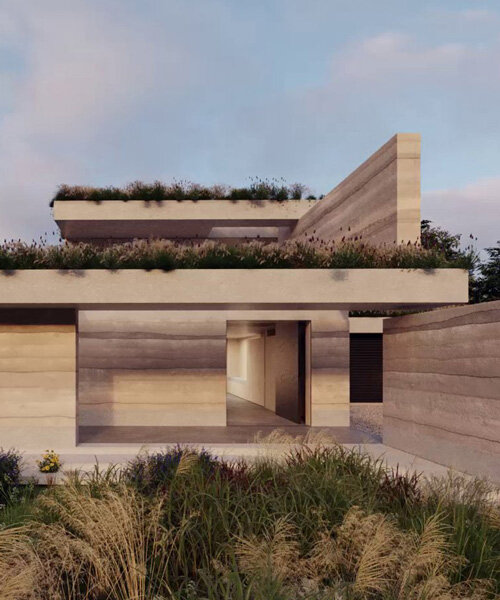 DHaus sculpts eco-friendly home in surrey's countryside from rammed earth 