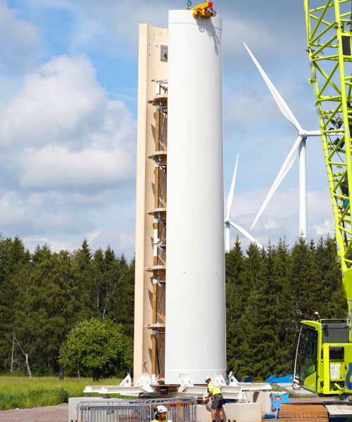 world's tallest wooden wind turbine will rise to 150 meters in sweden