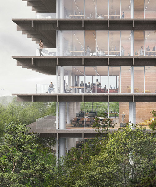 KAAN architecten's 'poort van de prijkels' workspaces will rise from lush belgian woods