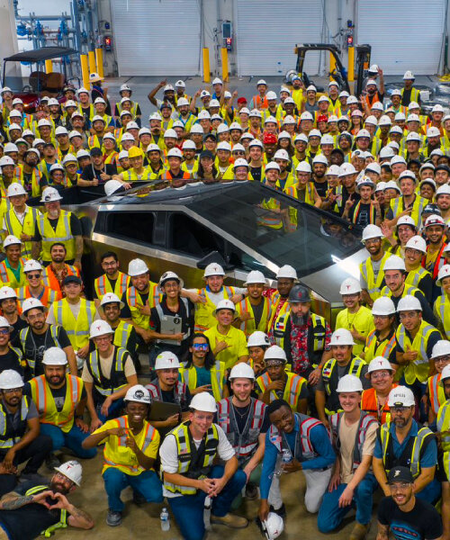 tesla reveals first real model of cybertruck built at giga texas & 4 years after it was introduced